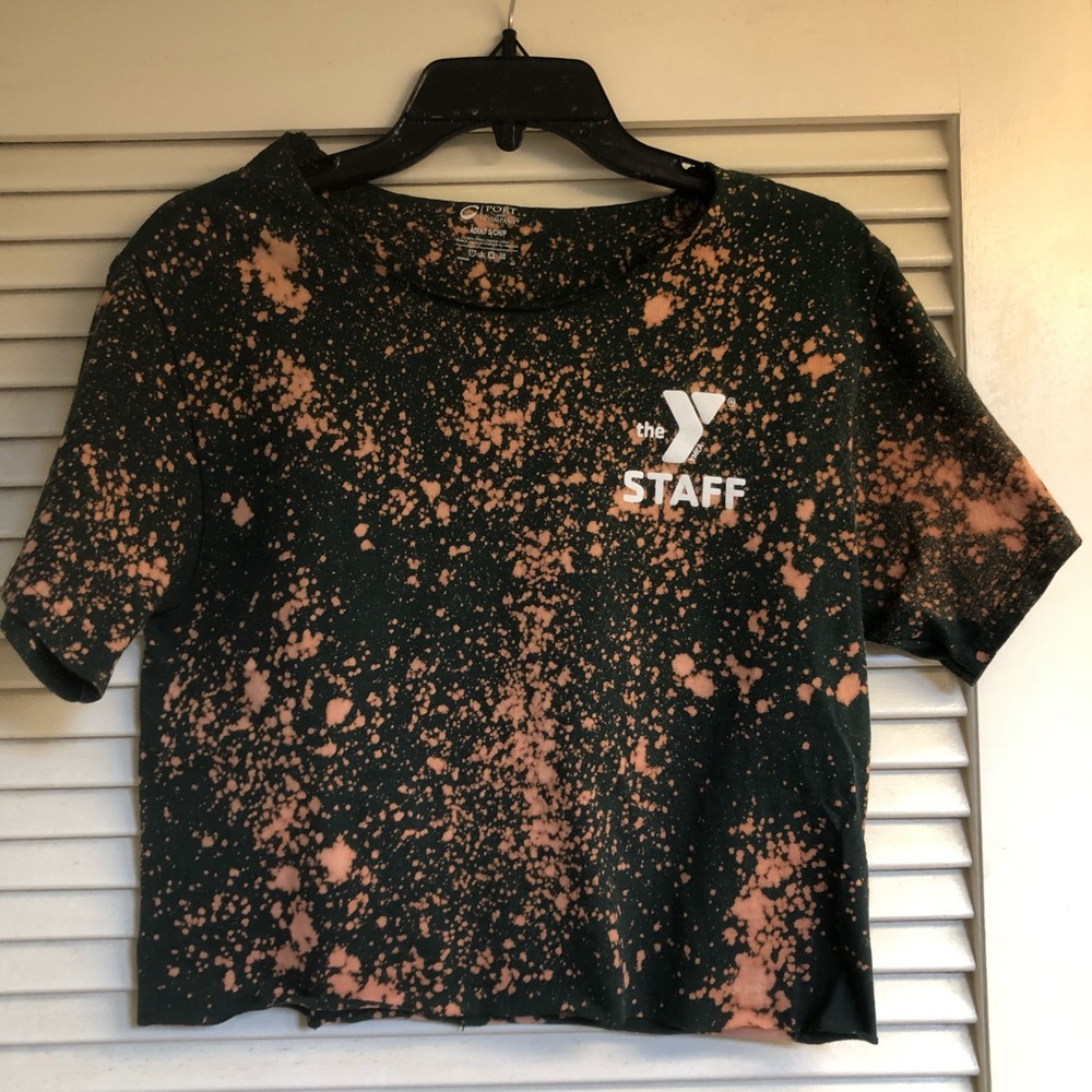 bleach tie dye/acid wash ymca t shirt